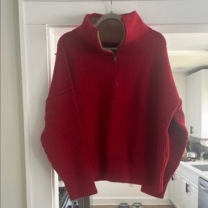Cozy Red Half-Zip Sweater